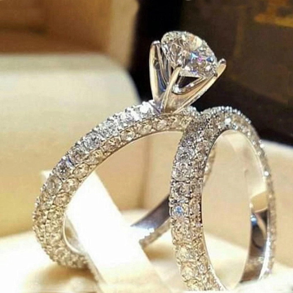 Silver toned white sapphire minimalist ring